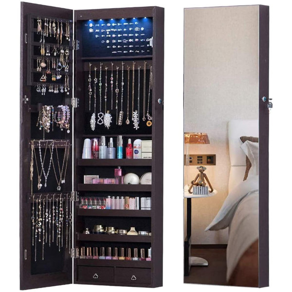 Latitude Run® Armoire à bijoux avec 6 armoires à miroir et 6 écrans à